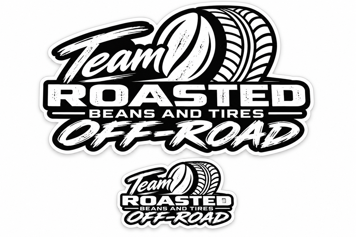 Team Roasted Beans and Tires  7" Car Stciker